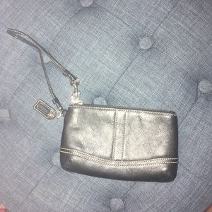 Coach black leather wristlet